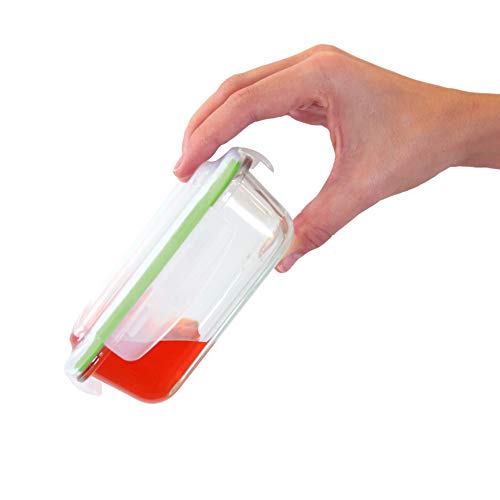 Home Fleek - Envases de Vidrio para Alimentos | 6 Recipientes + 6 Tapas | Herméticos | Sin BPA (Set 6, Mixto Verde)