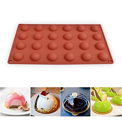 homEdge Mini molde de silicona semi-esfera de 24 cavidades, 3 paquetes de moldes para hornear para hacer chocolate, pasteles, gelatinas y mousse de cúpula