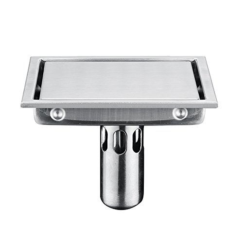 Homelody 150 X 150mm Cromo Invisible Ducha de Acero Inoxidable Piso Desagüe de la Bañera Desagüe en el Suelo Desagüe de la Ducha Desagüe de Drenaje Canal Desague Drenaje Sifón Canalón Inferior