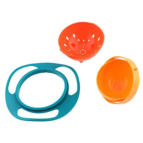 Homeng - 3 Cuencos antivuelco para bebé, giran 360º; bol giratorio, plato universal antivuelco, para enseñar a comer a bebés