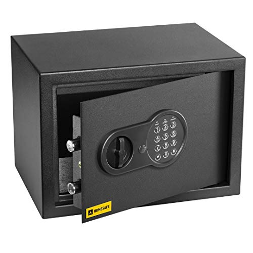 HomeSafe HV25E Caja fuerte Electrónica 25x35x25cm (HxWxD), Negro Satén de Carbón