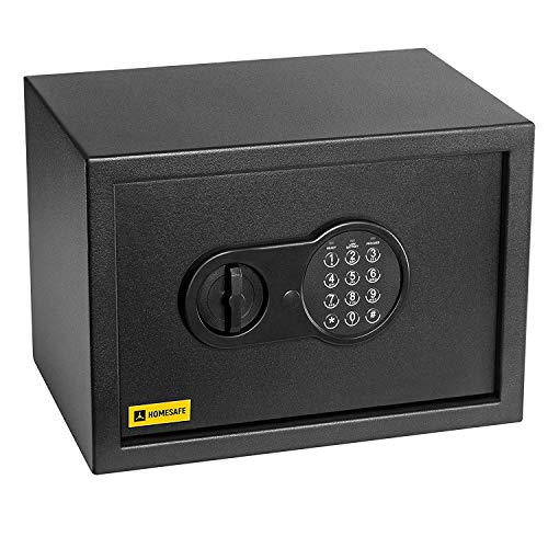 HomeSafe HV25E Caja fuerte Electrónica 25x35x25cm (HxWxD), Negro Satén de Carbón