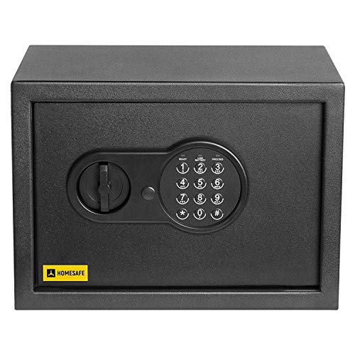 HomeSafe HV25E Caja fuerte Electrónica 25x35x25cm (HxWxD), Negro Satén de Carbón