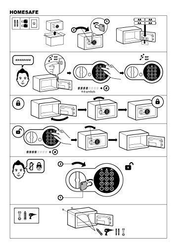 HomeSafe HV30E Caja fuerte Electrónica 30x38x30cm (HxWxD), Negro Satén de Carbón