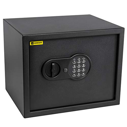 HomeSafe HV30E Caja fuerte Electrónica 30x38x30cm (HxWxD), Negro Satén de Carbón