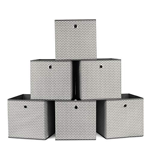 Homfa 6 Cajas Almacenamiento Tela Cajas Organizadores de Cajones para Ropas Interiores Calcetines Blanco y Gris 30x30x30cm