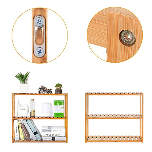 Homfa Estanteria Baño Pared Estantería de bambú Baño Sala o Cuarto con 3 Niveles para almacenaje y organización 60x15x54cm