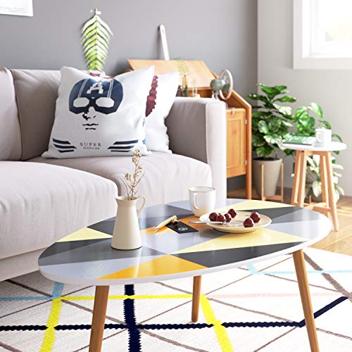 Homfa Mesa de café Ovalada Moderno Mesa de Centro para salón Mesa de Comedor (Enrejado)