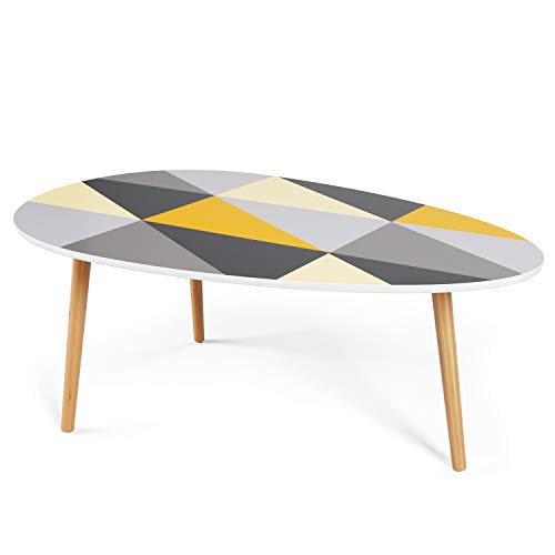 Homfa Mesa de café Ovalada Moderno Mesa de Centro para salón Mesa de Comedor (Enrejado)
