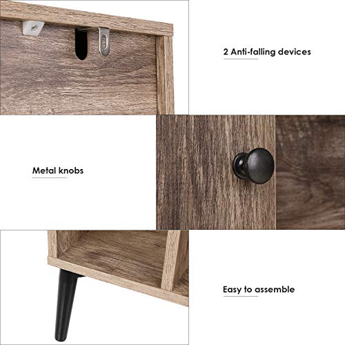 Homfa Mueble Aparador Mueble Auxiliar Cocina Armario de Almacenamiento Salón Aparador Buffet para Cocina y Comedor con 3 Puertas 4 Cubos Grano de Madera 108x30x72cm