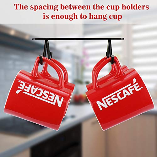 Homgaty Soporte para tazas de café, 2 piezas, soporte para copas de armario, gancho multifuncional, marco de gancho con 8 ganchos, para almacenamiento de tazas café o para colgar utensilios de cocina