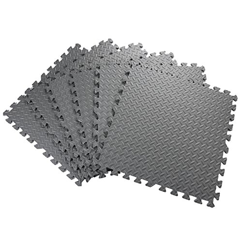 Homgrace Estilo de Enclavamiento Alfombrillas de Espuma para Protección del Suelo, Suelo de Gimnasio de Goma EVA con 48 Piezas(Gris, 48 Piezas)