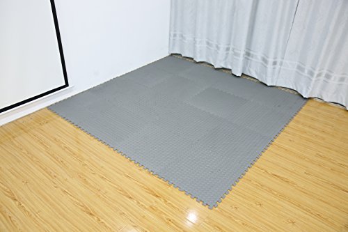 Homgrace Estilo de Enclavamiento Alfombrillas de Espuma para Protección del Suelo, Suelo de Gimnasio de Goma EVA con 48 Piezas(Gris, 48 Piezas)