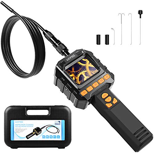 HOMIEE Cámara de Inspección, Endoscopio Industrial. Impermeable y Portátil, Grabación de Video, IP67 Tubo de Cámara de Serpiente Semirrígido,con Caja de Herramientas