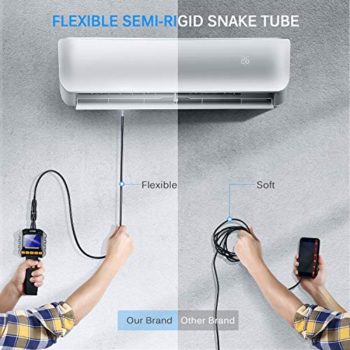 HOMIEE Cámara de Inspección, Endoscopio Industrial. Impermeable y Portátil, Grabación de Video, IP67 Tubo de Cámara de Serpiente Semirrígido,con Caja de Herramientas