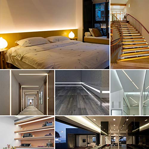 HOMMAND 10 Piezas x1m/3,3 pies Canal de aluminio LED, Perfil para Tiras de LED, Tapa Tira LED con tapas finales, Clips de montaje y adhesivo, 10 Paquete Perfil de Aluminio para LED de 10m (forma de V)
