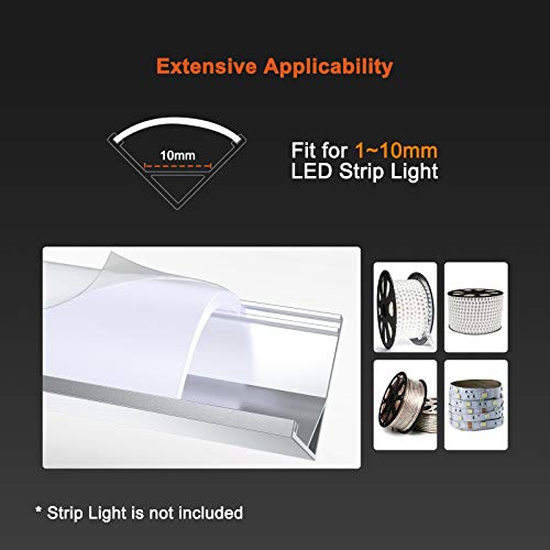 HOMMAND 10 Piezas x1m/3,3 pies Canal de aluminio LED, Perfil para Tiras de LED, Tapa Tira LED con tapas finales, Clips de montaje y adhesivo, 10 Paquete Perfil de Aluminio para LED de 10m (forma de V)
