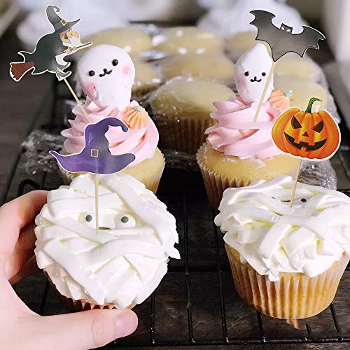 Homo Trends - 48 adornos para magdalenas de Halloween, decoración de tartas de Halloween