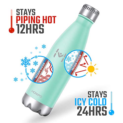 HOMPO Botella de Agua de Acero Inoxidable Botella Termica 750ml, Botella Sin Bpa & Eco Friendly, Mantiene Bebidas frías por 24h y Calientes por 18h, Adecuada para Viaje, Deporte, Bicicleta, Gimnasio