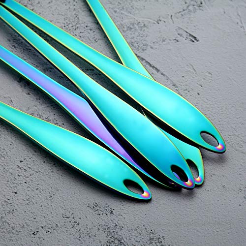 HOMQUEN Utensilios de Cocina de Acero Inoxidable para Utensilios de Cocina Set-5, Juego de Utensilios de Cocina Antiadherente de Color Arco Iris, Coloridos Juegos de Cocina con baño de Titanio