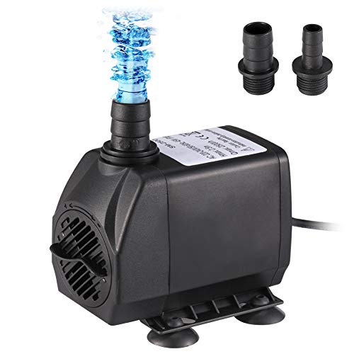 Homvik Bomba de Agua Sumergible para Acuario Estanque Pecera Fuente Circulación de Agua Dulce y Marino con 2 Boquillas 45W 2500L/H 2.5m de Altura