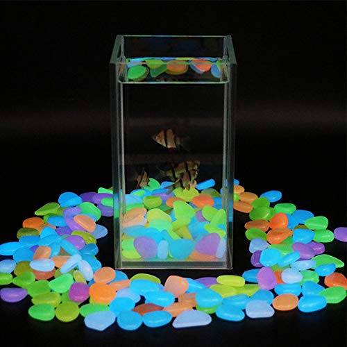 Homvik Piedras Decoración Acuario Jardín Piedra Fluorescentes Decorativas Piedras Luminosas Guijarros Brillantes Adorno para Acuario Jardín Maceta etc.- Colorido