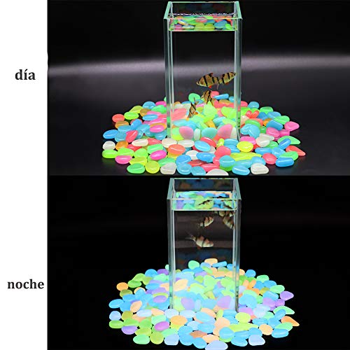 Homvik Piedras Decoración Acuario Jardín Piedra Fluorescentes Decorativas Piedras Luminosas Guijarros Brillantes Adorno para Acuario Jardín Maceta etc.- Colorido