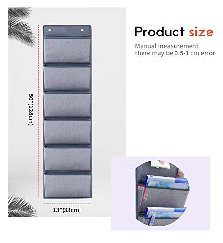 homyfort Estanteria Colgante para Organizar - Colgadores de Puerta con 6 Bolsillos, Estanterías de Tela para Colgar en Las Puertas o en la Pared, para Juguetes, Ropa, Gafas de Sol, Gris, MAGAZINE1