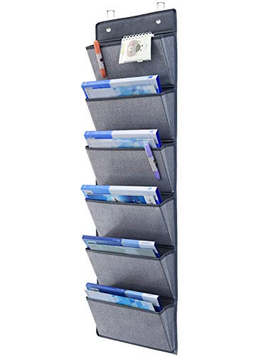 homyfort Estanteria Colgante para Organizar - Colgadores de Puerta con 6 Bolsillos, Estanterías de Tela para Colgar en Las Puertas o en la Pared, para Juguetes, Ropa, Gafas de Sol, Gris, MAGAZINE1
