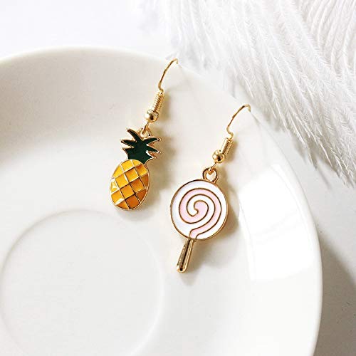 HONG-YANG Pendientes Goteo de Aceite de piña Lollipop Pendientes de Gota cristalinos de la Manera del Todo-fósforo originative Orejeras Artículos cotidianos (Color : Picture Color)
