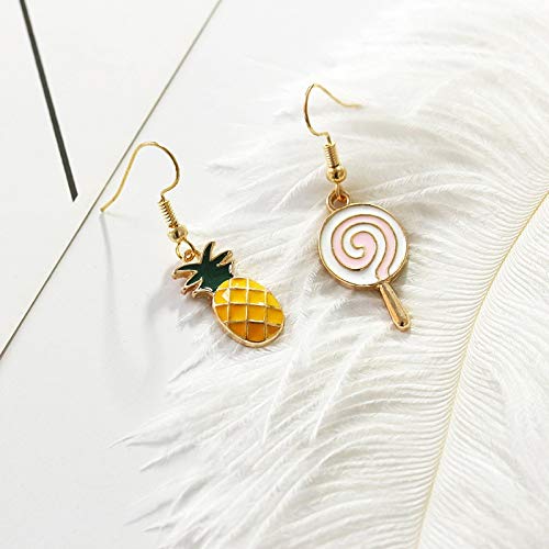 HONG-YANG Pendientes Goteo de Aceite de piña Lollipop Pendientes de Gota cristalinos de la Manera del Todo-fósforo originative Orejeras Artículos cotidianos (Color : Picture Color)