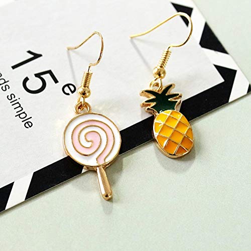 HONG-YANG Pendientes Goteo de Aceite de piña Lollipop Pendientes de Gota cristalinos de la Manera del Todo-fósforo originative Orejeras Artículos cotidianos (Color : Picture Color)