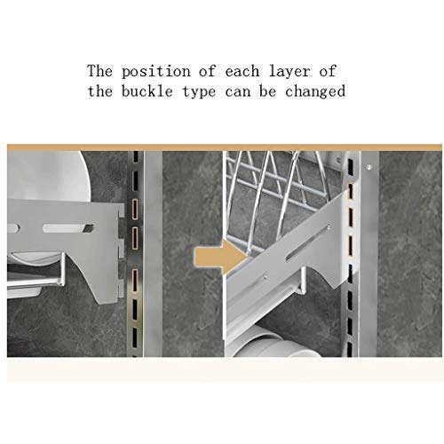 Hong Yi Fei-shop Soportes y organizadores para Utensilios Estante de la Cocina, Cocina de Pared no Perforada de Acero Inoxidable Estante del Plato de Drenaje en Bastidor 3 Capas Cocina Entrepaños
