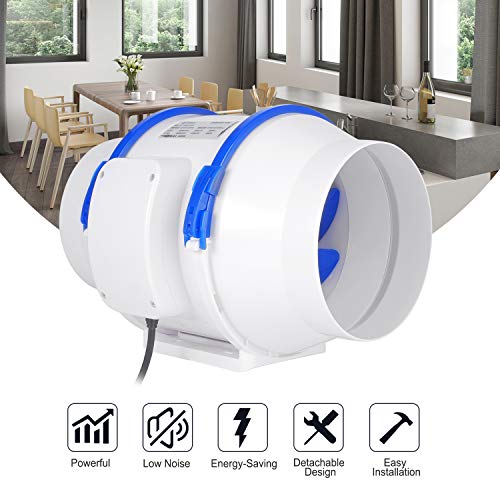 Hon&Guan Ventilador Extractor de Conducto en Línea para Baño, Invernaderos, Hidropónicos (ø150mm)
