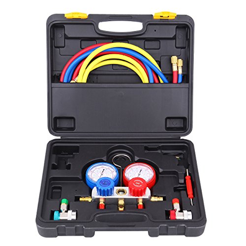 Honhill A/C Kit de refrigeración R134a R22 R410a R404a de AC Colector de Manometro Aire Acondicionado