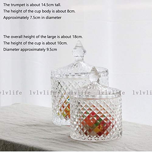 HOOBBI Tarro tarros de almacenamiento de alimentos en relieve de la tela escocesa de almacenaje transparente de cristal de la pecera retro terrón de azúcar tazón de golosinas de azúcar tanque de almac