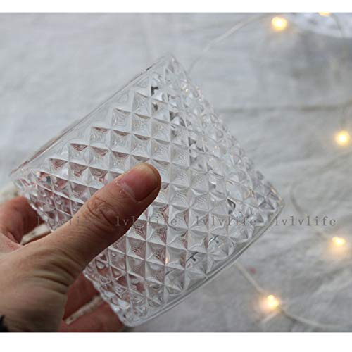 HOOBBI Tarro tarros de almacenamiento de alimentos en relieve de la tela escocesa de almacenaje transparente de cristal de la pecera retro terrón de azúcar tazón de golosinas de azúcar tanque de almac