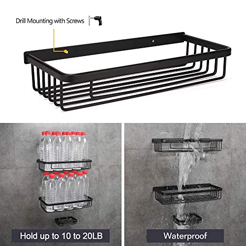Hoomtaook Estanteria Ducha Estanteria Baño Para de Baño Ducha con una caja de jabón 2 Niveles Negro