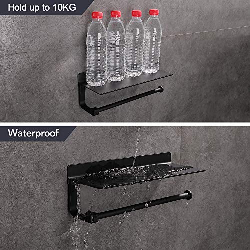 Hoomtaook Portarollos Cocina Soportes de Pared para Portarrollos de Cocina, Autoadhesivo, Aluminio, Acabado Mate, Portarrollos para Papel de Cocina Negro