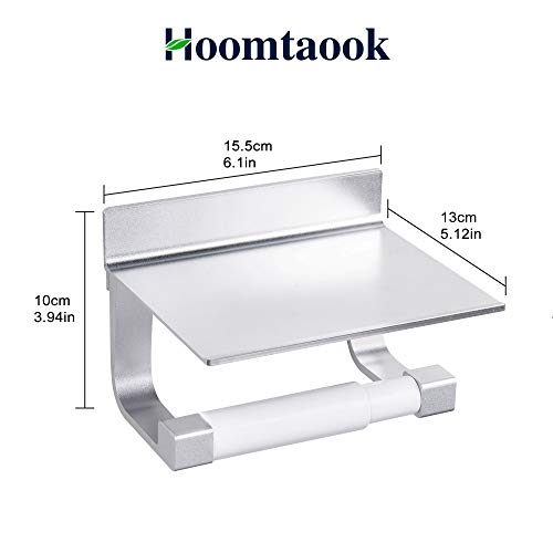 Hoomtaook Portarrollos para Papel Higiénico Portarrollos Baño Adhesivo Portarrollo para Papel Higiénico, Autoadhesivo, Aluminio, Acabado Mate Plata 2 Piezas