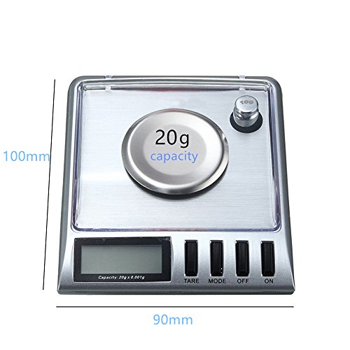 Hoosiwee Digital Báscula, Báscula de Joyería 20g 0.001g, Precisión Miligramos Escala, Función de Tara, Peso de Calibración
