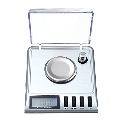 Hoosiwee Digital Báscula Precisión Miligramos, Joyería Escala 20g 0.001g, Báscula de Joyería, Función de Tara, Peso de Calibración, Pinzas