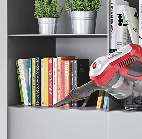Hoover H FREE 100 HF122RH Aspiradora Escoba sin Cable, Sistema Ciclónico, Cepillo Suelos Duros, Accesorios Integrados, Luces LED, Depósito 0.9L, Batería Extraíble Litio 22 V, 40 min, 2 Velocidades
