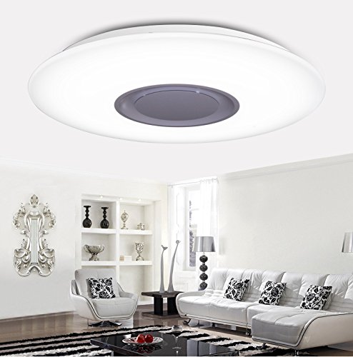 HOREVO Luces Lámpara Plafón de techo LED 36W Regulables con Música Altavoz Bluetooth y Aplicación Móvil, RGBW, Interruptor de luz Blanca a Caliente 3300K-6500K 3000LM