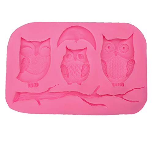 Hornear sartenes antiadherentes de silicona Prensa búhos Luna Branch forma del molde decoración de la torta pasta de azúcar galletas Herramientas 3D pescados del silicón molde del caramelo,