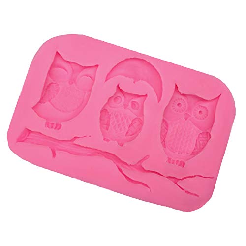 Hornear sartenes antiadherentes de silicona Prensa búhos Luna Branch forma del molde decoración de la torta pasta de azúcar galletas Herramientas 3D pescados del silicón molde del caramelo,