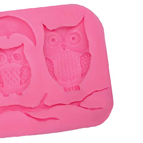 Hornear sartenes antiadherentes de silicona Prensa búhos Luna Branch forma del molde decoración de la torta pasta de azúcar galletas Herramientas 3D pescados del silicón molde del caramelo,