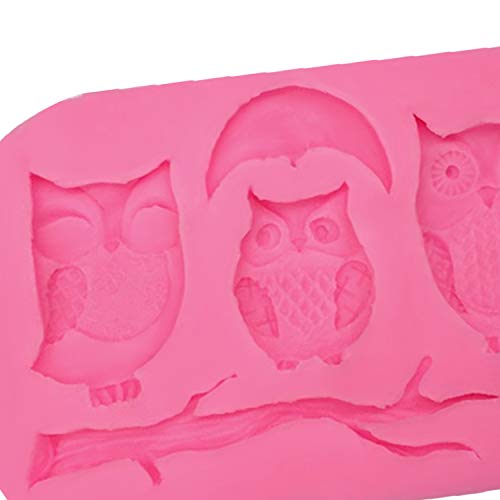 Hornear sartenes antiadherentes de silicona Prensa búhos Luna Branch forma del molde decoración de la torta pasta de azúcar galletas Herramientas 3D pescados del silicón molde del caramelo,