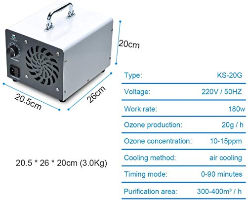 HORO.ES Generador de ozono Comercial, eliminador de olores, purificador de Aire de ozono Industrial, 10.000 MG/h, ionizador para Habitaciones, Humo, Coches y Mascotas - Blanco