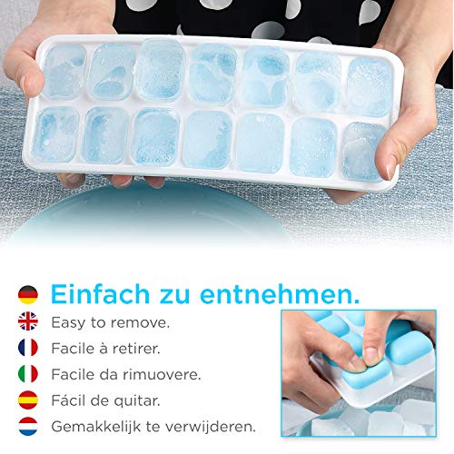 HOT SUMMER Bandeja para Cubitos de Hielo con Tapa - Apilable para ahorrar Espacio - Molde sin BPA (2x Azul)